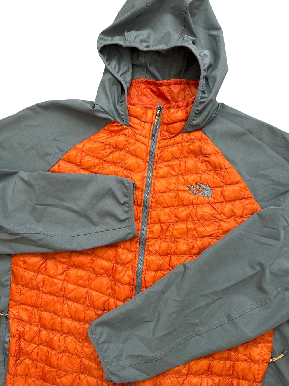 The North Face Full Zip Thermoball Jacket Hooded Men’s XXL Orange & Gray Outdoor